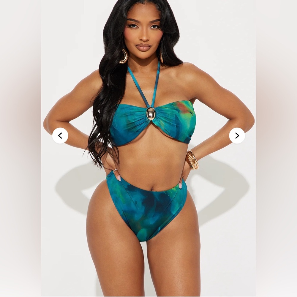 Fashion Nova Ocean Blue 3 pc Swimsuit - Picture 3 of 5